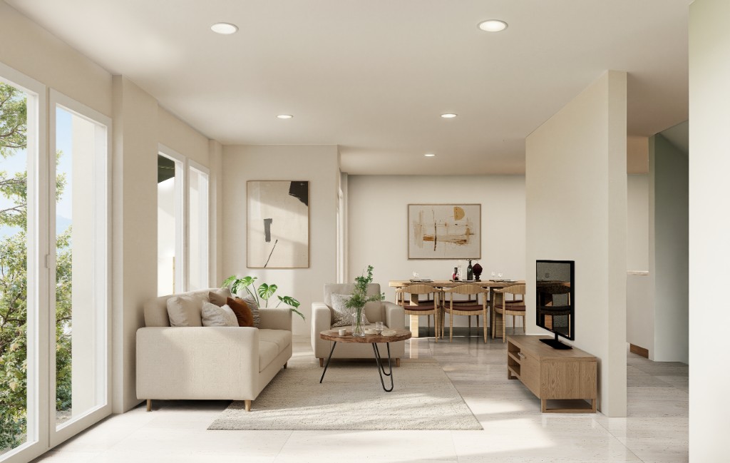 Wohnzimmer im Erdgeschoss mit Gartenzugang